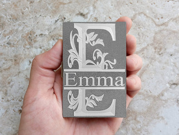Top View of the Front of Engraved Stainless Steel Credit Card Holder