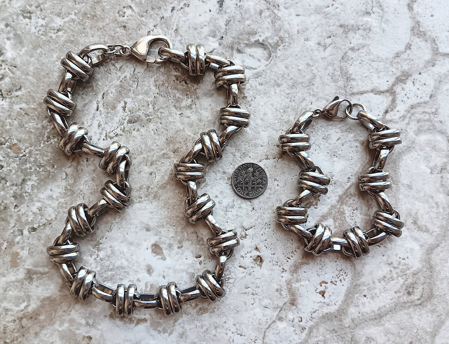 Double Ellipse Chain Necklace and Bracelet
