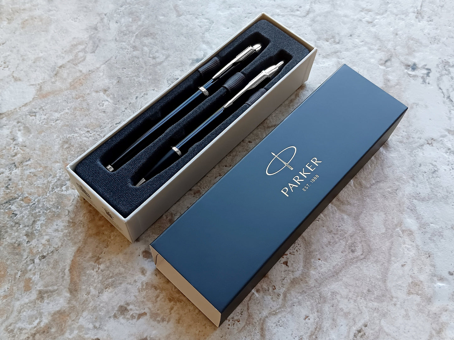 Custom Personalized Engraved Black with Chrome Trim Finish Luxury IM Ballpoint & IM Rollerball Parker Pens Box Great Gift for All Occasions