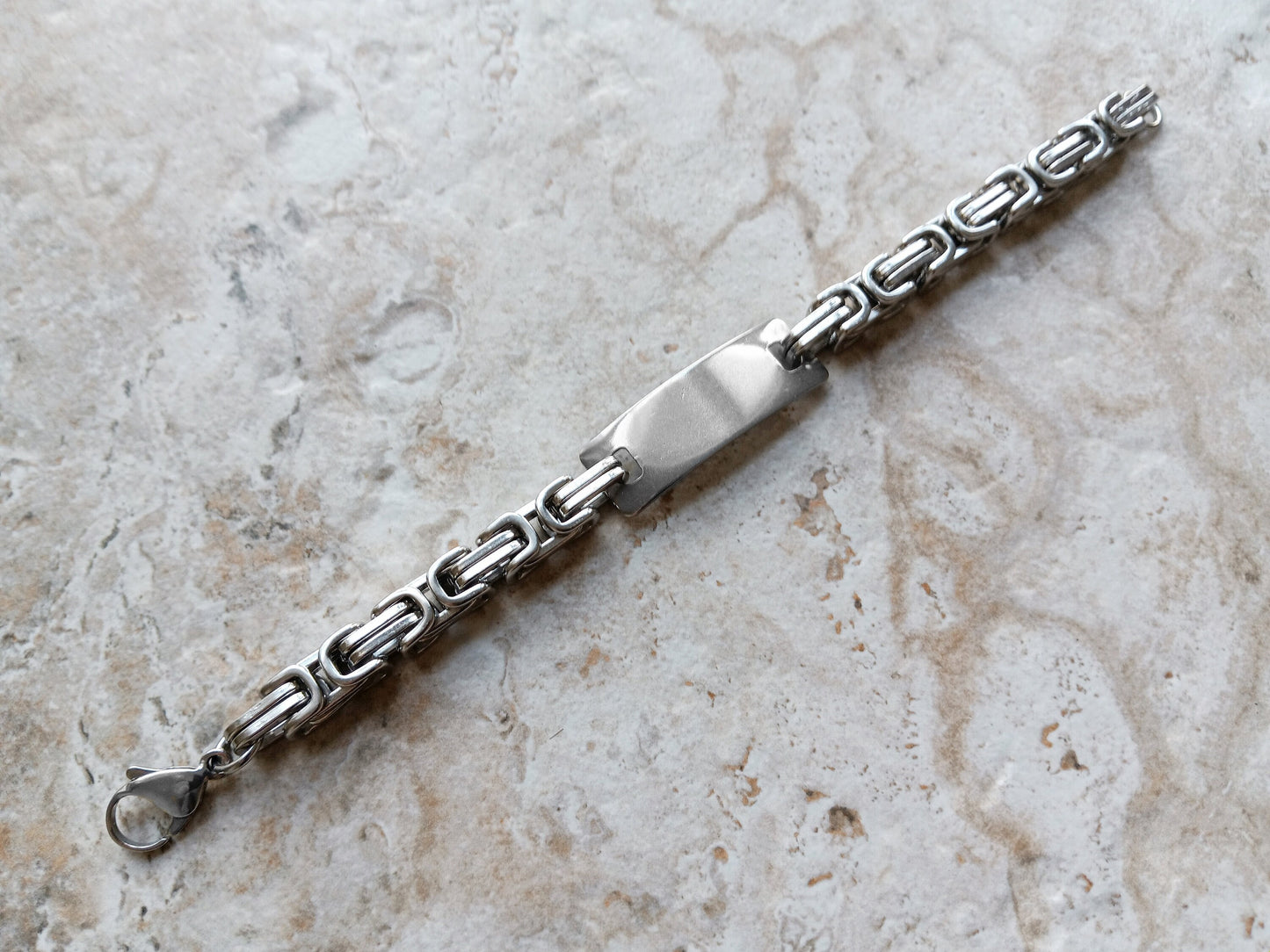 Medical ID Name Alert Bracelet Custom Personalized Engraved 8mm Byzantine Stainless Steel Band Strap Tarnish Resistant Jewelry Great Gift