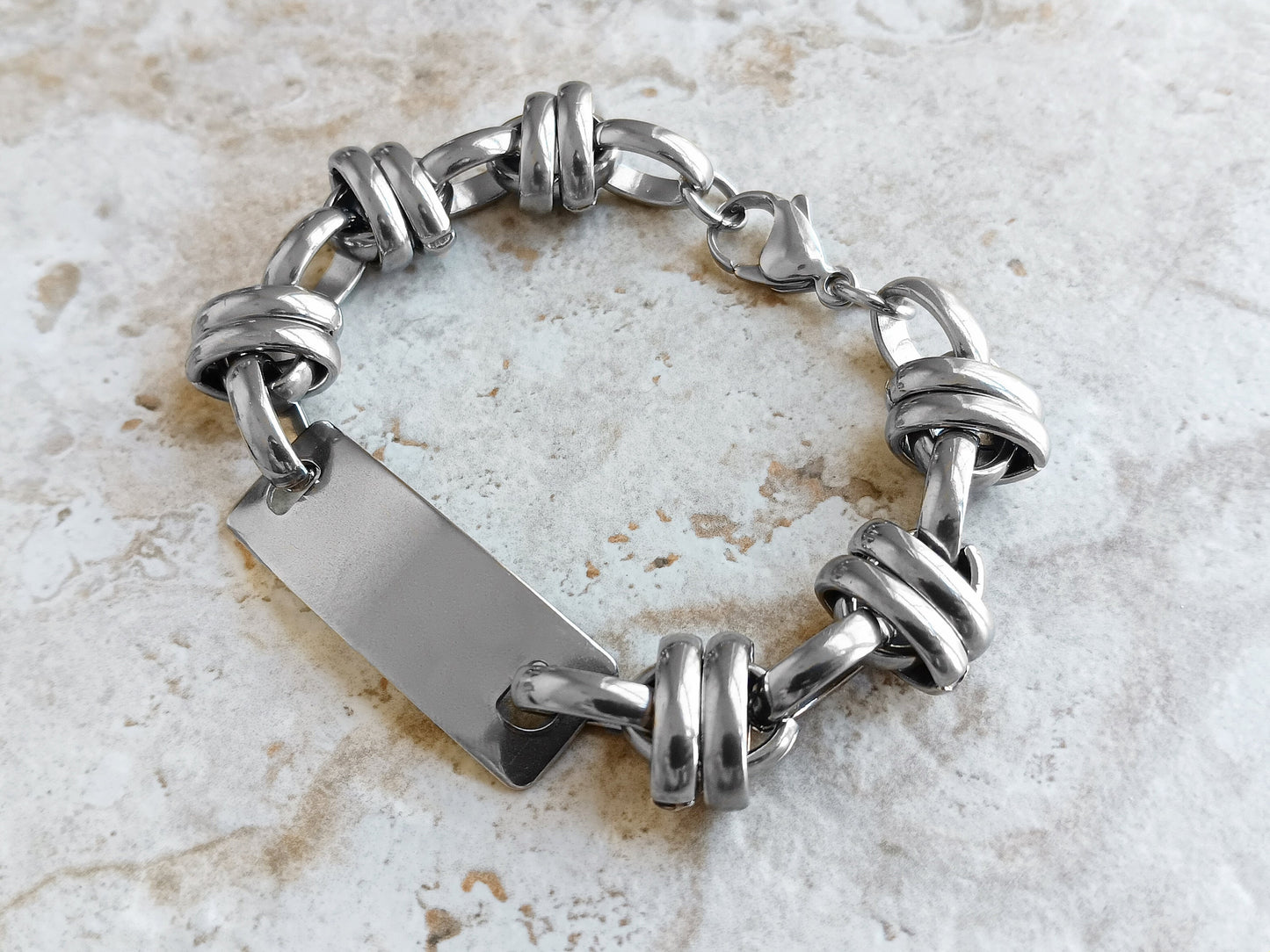 Medical ID Name Alert Bracelet Custom Personalized Engraved 15mm Double Ellipse Stainless Steel Band Strap Tarnish Resistant Jewelry Gift