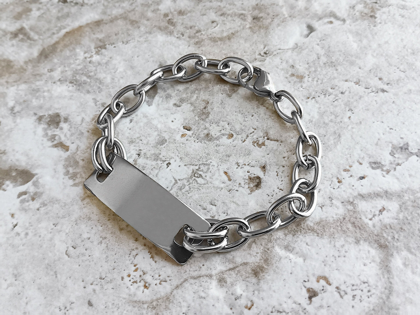 Medical ID Name Alert Bracelet Custom Personalized Engraved 9mm Oval Stainless Steel Band Strap Tarnish Resistant Jewelry Great Gift Idea