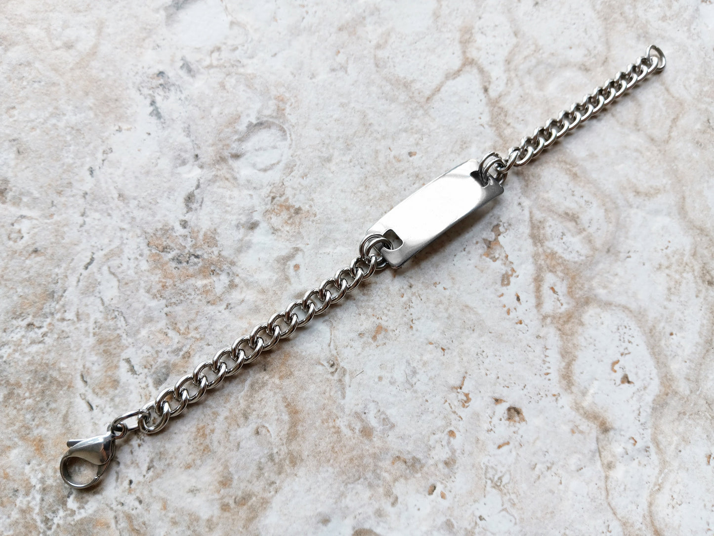 Medical ID Name Alert Bracelet Custom Personalized Engraved 7mm Curb Stainless Steel Band Strap Tarnish Resistant Jewelry Great Gift Idea