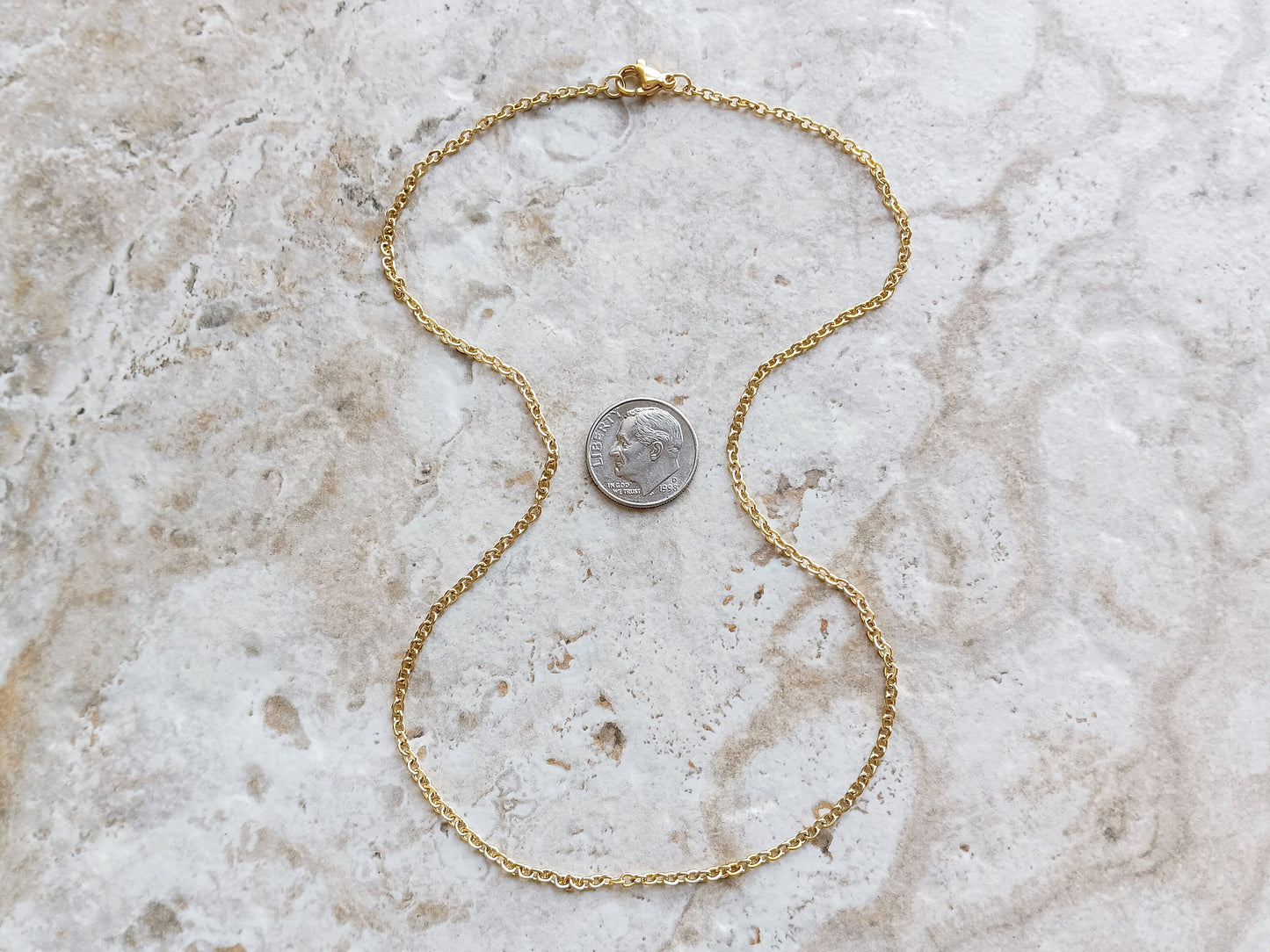 2mm Gold Shiny Color Stainless Steel Rolo Chains Necklace Unisex Customisable Size Elegant Fine Jewelry Tarnish Resistant