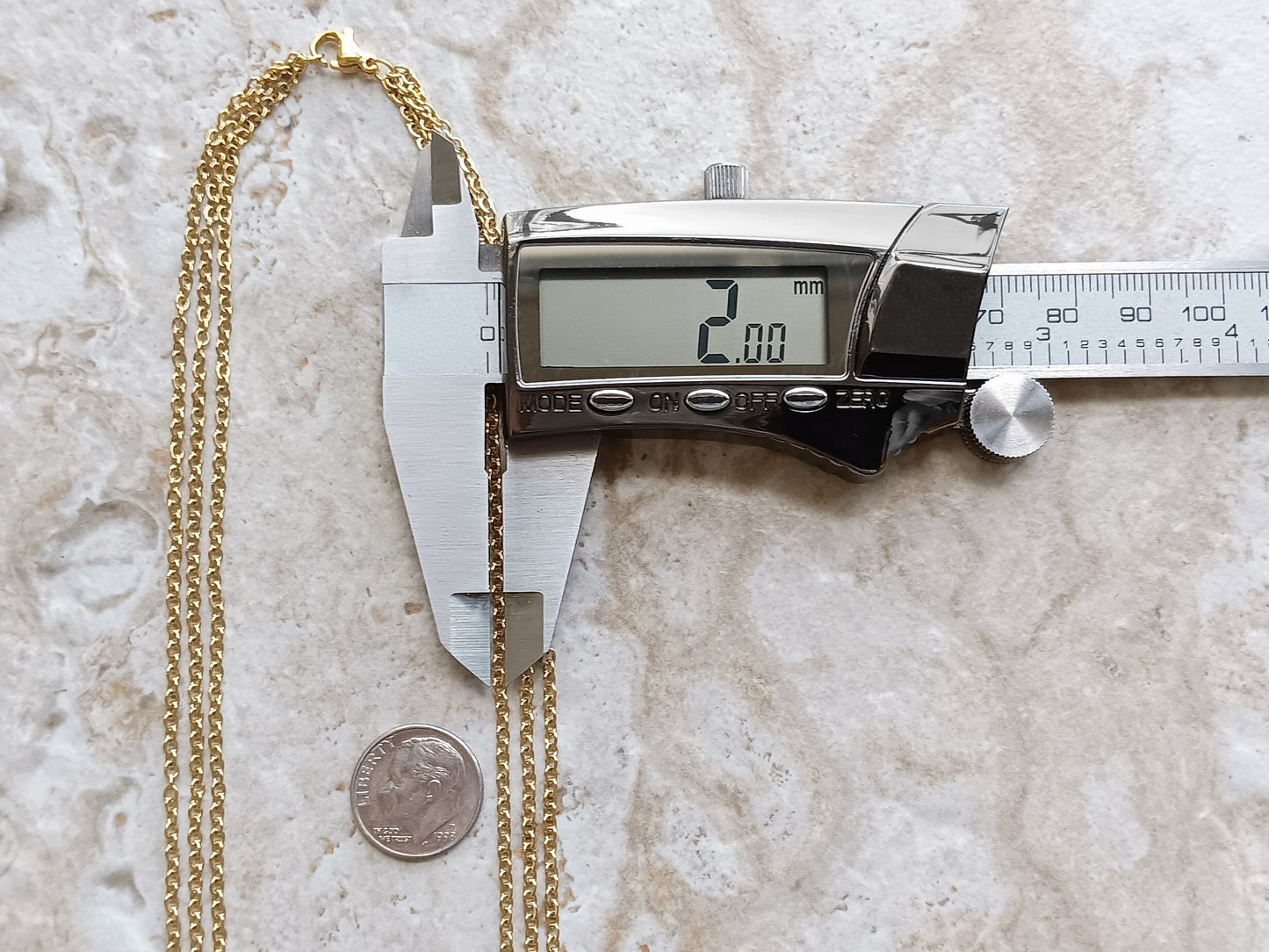 2mm Gold Three Layered Shiny Color Stainless Steel Rolo Chains Necklace Customisable Size Unisex Elegant Fine Jewelry Tarnish Resistant