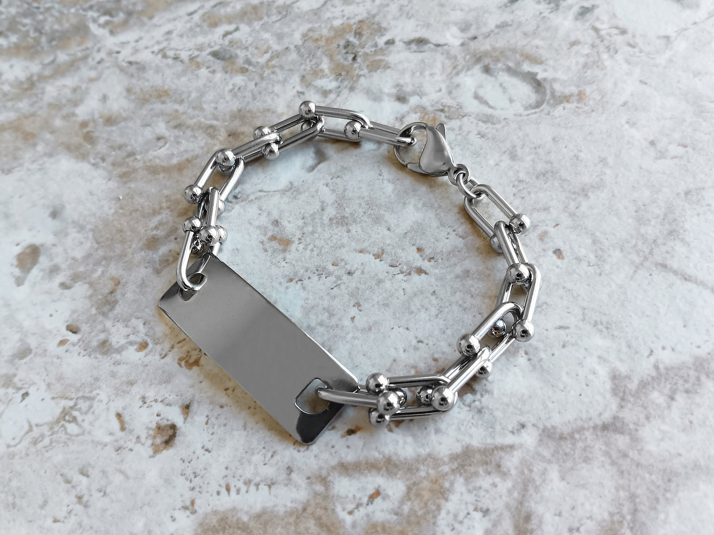 Medical ID Name Alert Bracelet Custom Personalized Engraved 8mm U Shaped Stainless Steel Band Strap Tarnish Resistant Jewelry Great Gift