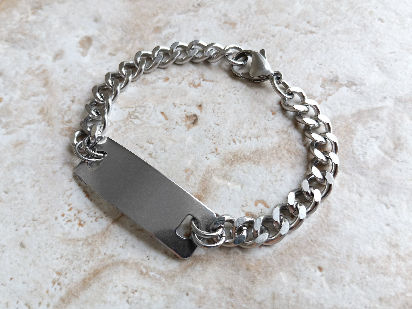 Medical ID Name Alert Bracelet Custom Personalized Engraved 8mm Cuban Stainless Steel Band Strap Tarnish Resistant Jewelry Great Gift
