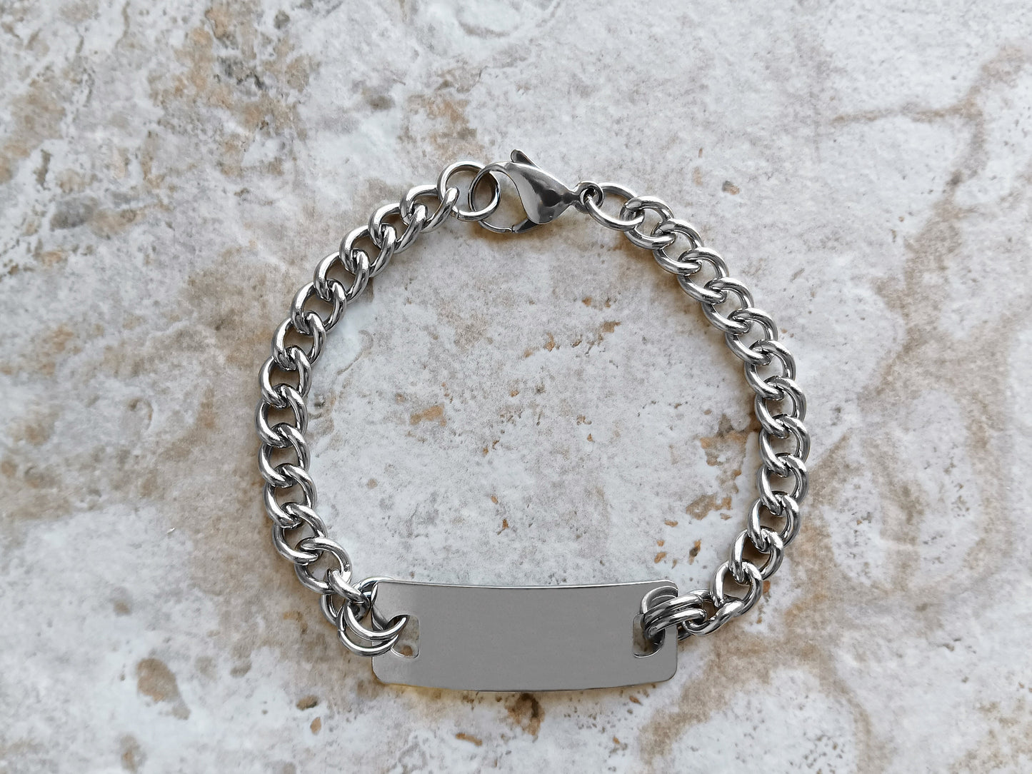 Medical ID Name Alert Bracelet Custom Personalized Engraved 7mm Curb Stainless Steel Band Strap Tarnish Resistant Jewelry Great Gift Idea