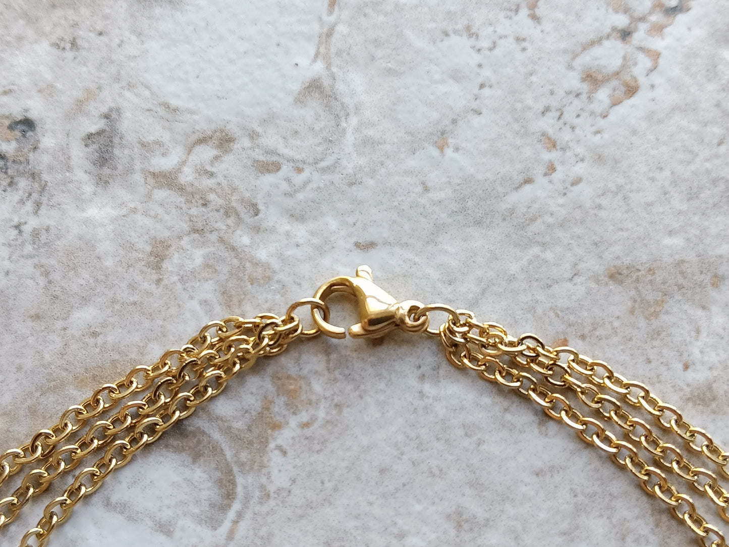 2mm Gold Three Layered Shiny Color Stainless Steel Rolo Chains Necklace Customisable Size Unisex Elegant Fine Jewelry Tarnish Resistant