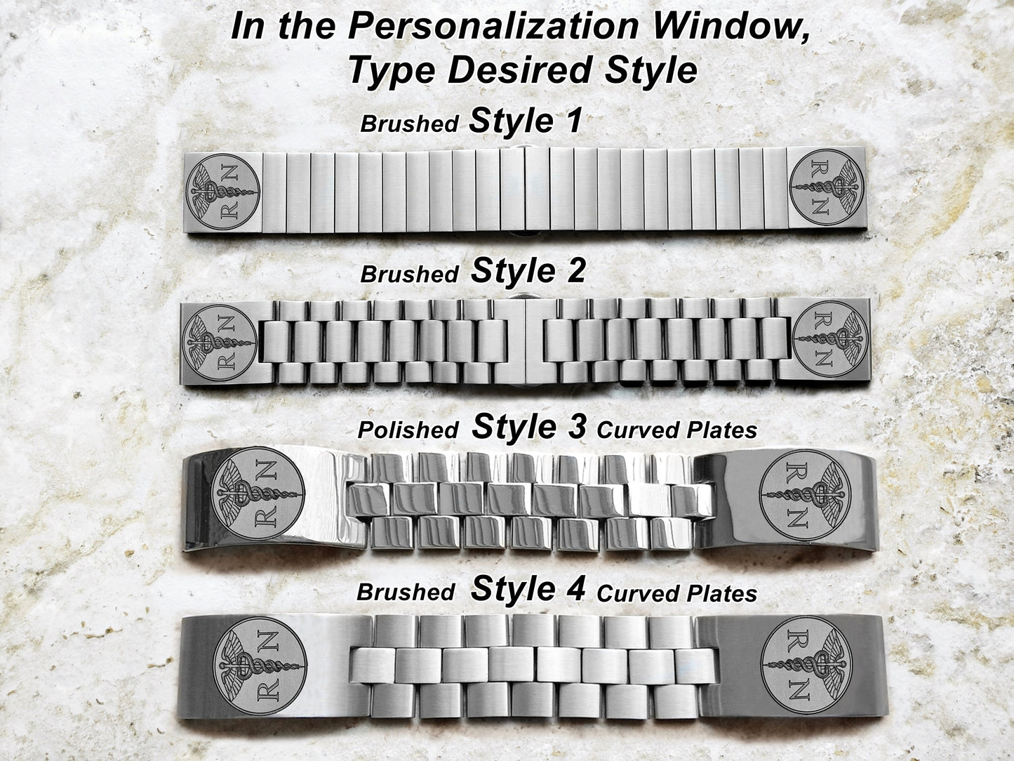 Registered Nurse Engraved Watch Band Compatible with Fitbit Versa Lite 2 3 4 and Sense 1 2 Smartwatches Silver St Steel Bracelet Strap RN1