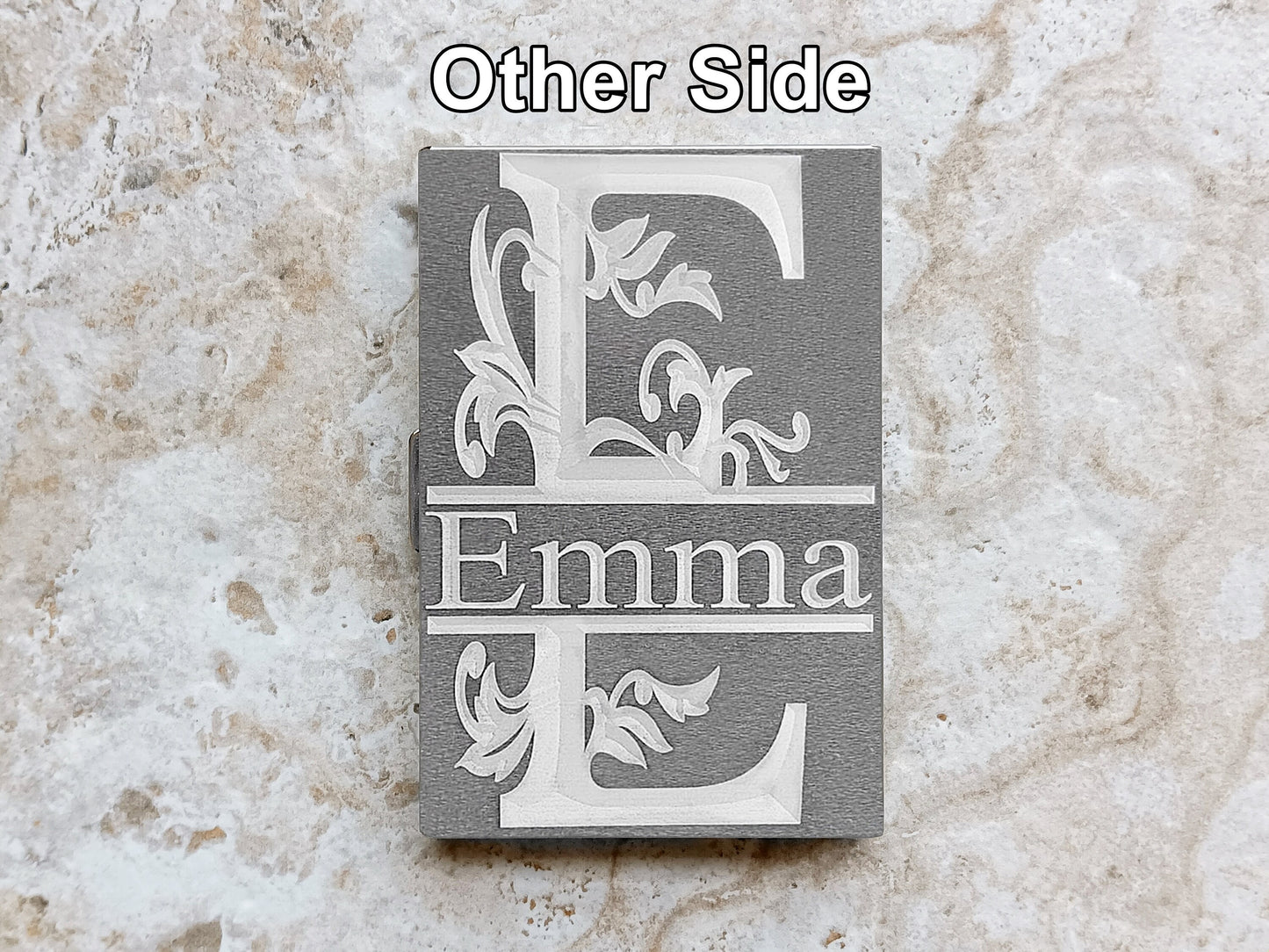 Registered Nurse Custom Engraved St Steel RFID Block Credit Debit Card Holder Wallet Release Button Metal Case Regal Split Monogram Text
