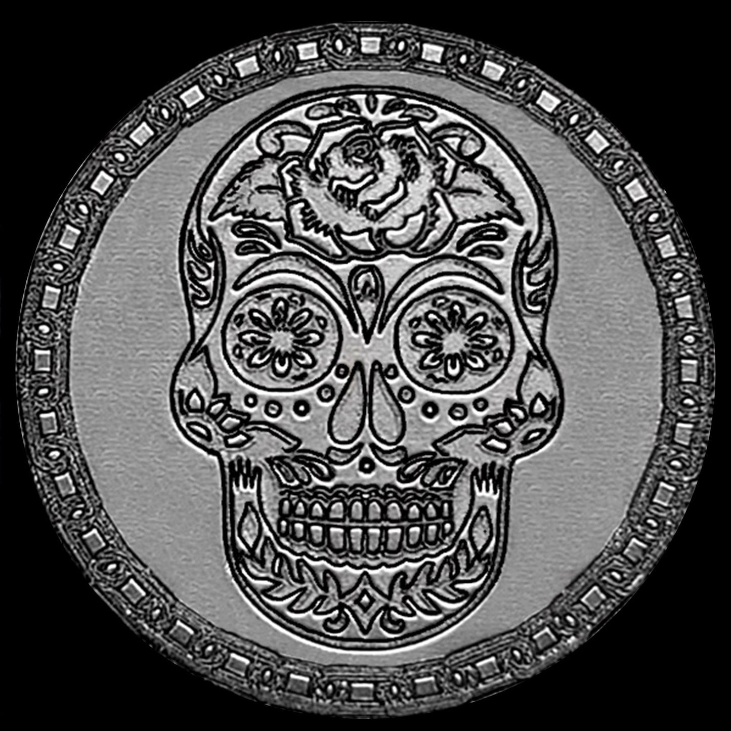 Google Pixel Watch 3 2 1 41mm Engraved Sugar Skull Watch Band Stainless Steel Tooled Black Color Bracelet Strap SS2 -A20