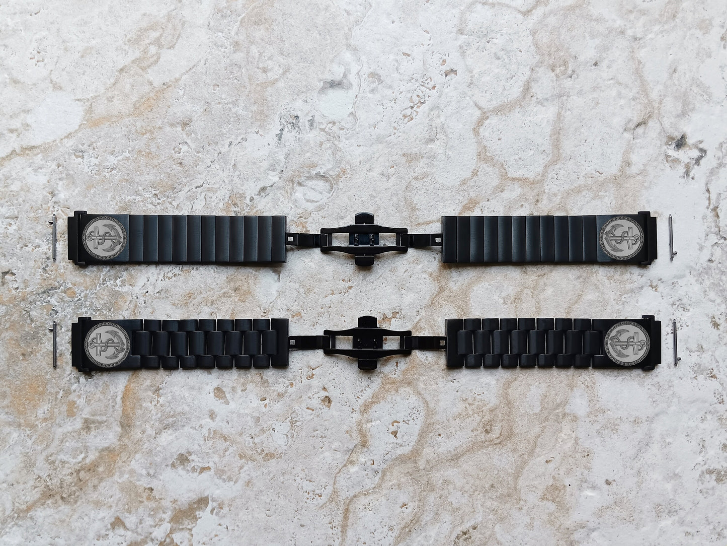 Google Pixel Watch 3 2 1 41mm Engraved Anchor Watch Band Stainless Steel Tooled Black Color Bracelet Strap AN1 -A20
