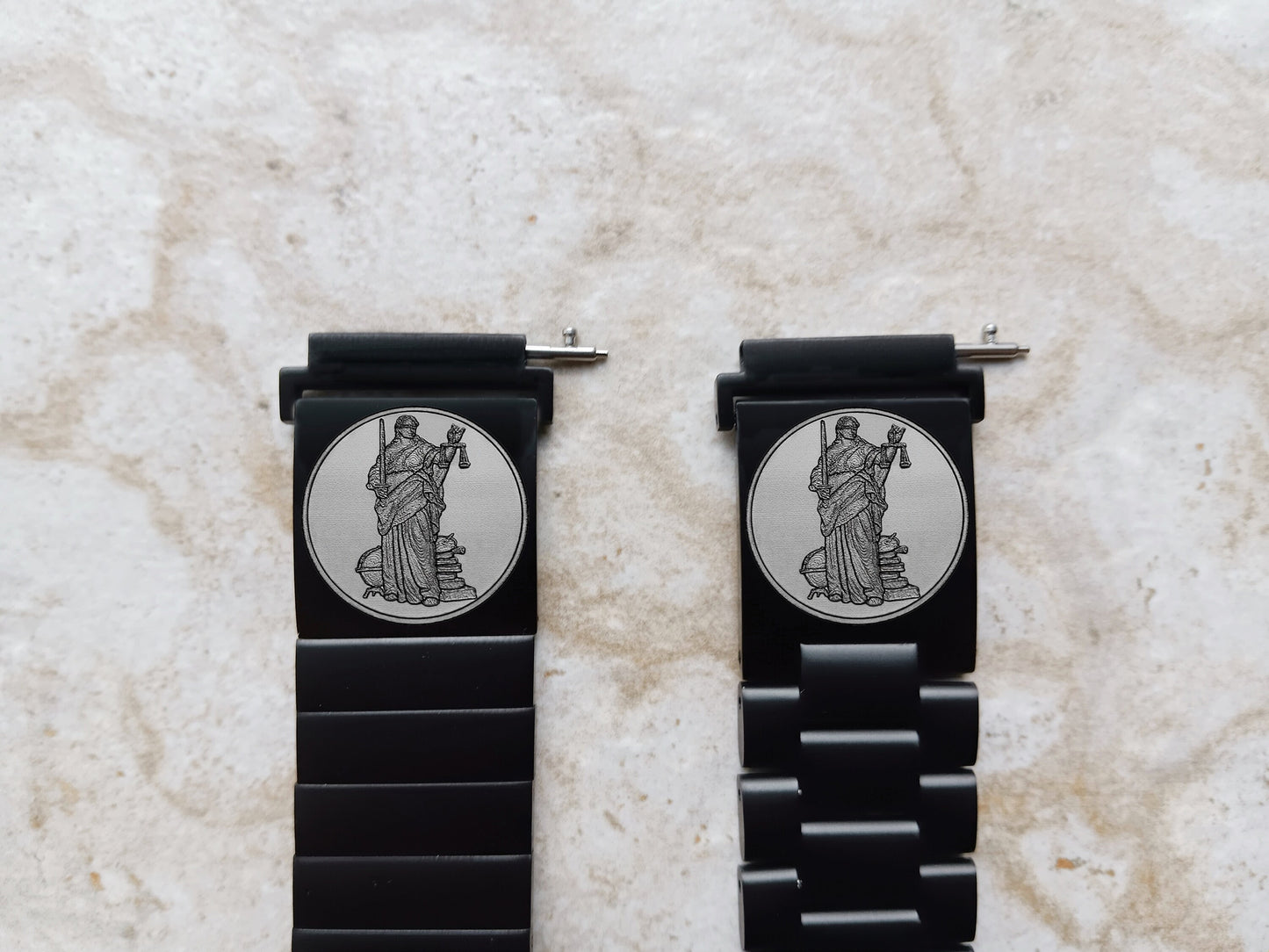 Google Pixel Watch 3 2 1 41mm Engraved Lady Justice Watch Band Stainless Steel Tooled Black Color Bracelet Strap BJ2 -A20