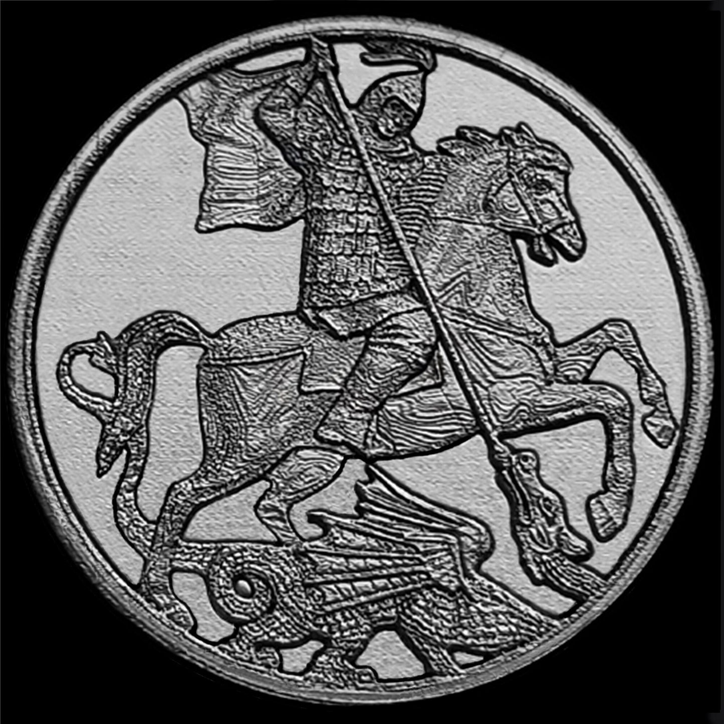 Samsung Engraved Saint George Band for Watch 7 6 5 4 Classic Watch 3 Active2 40mm 41 42 43 44mm 45mm 46mm 47mm St Steel Black Strap DK2 -A20