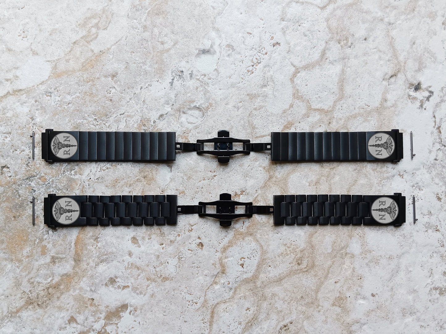 Google Pixel Watch 3 2 1 41mm Engraved Registered Nurse Watch Band Stainless Steel Tooled Black Color Bracelet Strap RN1 -A20