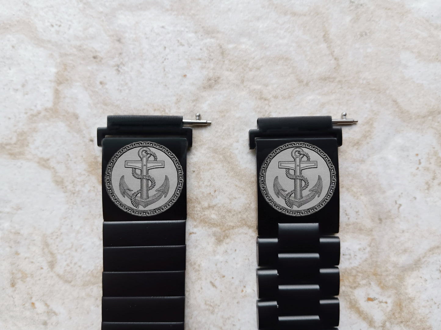 Google Pixel Watch 3 2 1 41mm Engraved Anchor Watch Band Stainless Steel Tooled Black Color Bracelet Strap AN1 -A20