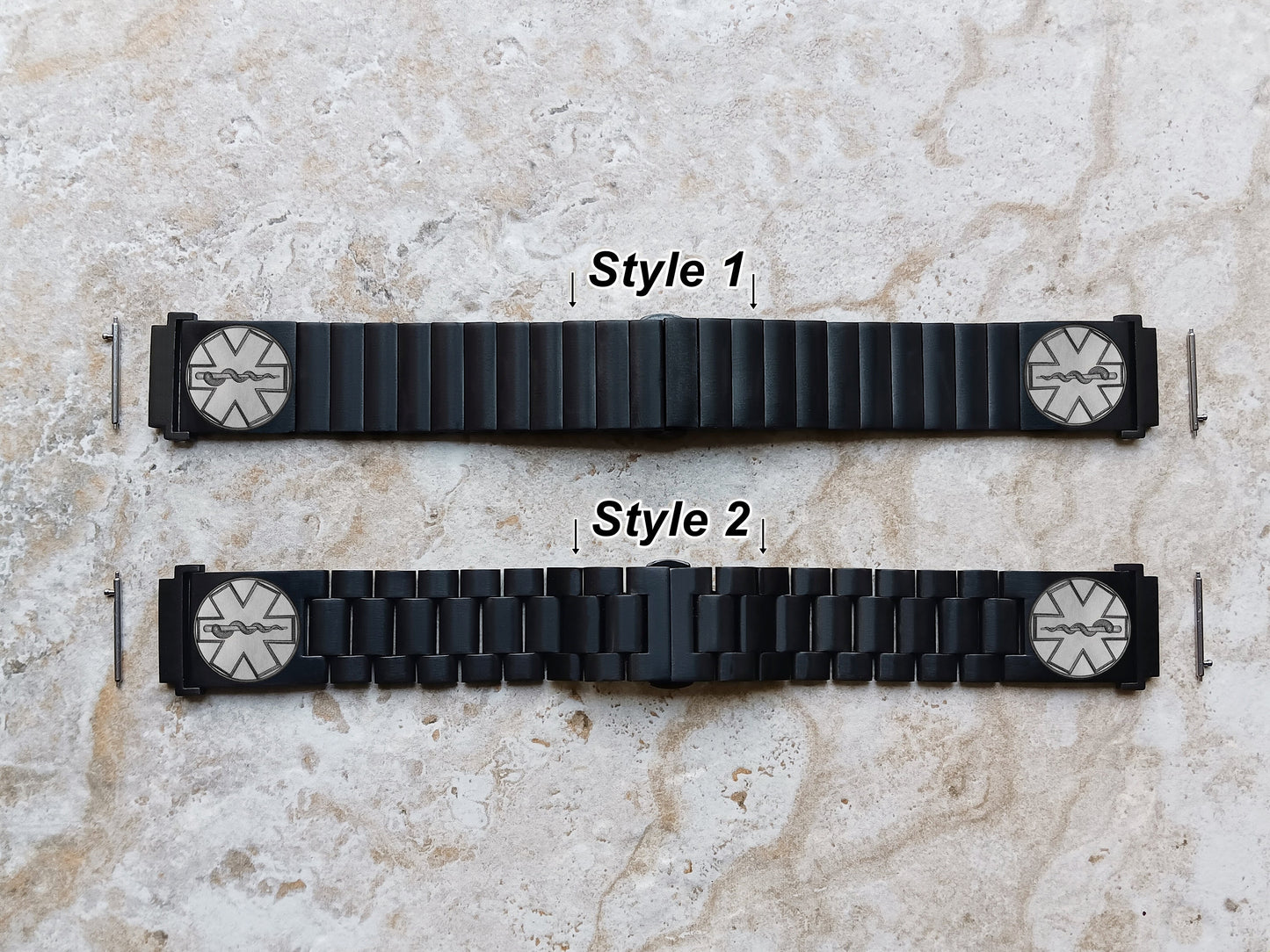 Google Pixel Watch 3 2 1 41mm Engraved Medical Symbol Watch Band Stainless Steel Tooled Black Color Bracelet Strap MS2 -A20
