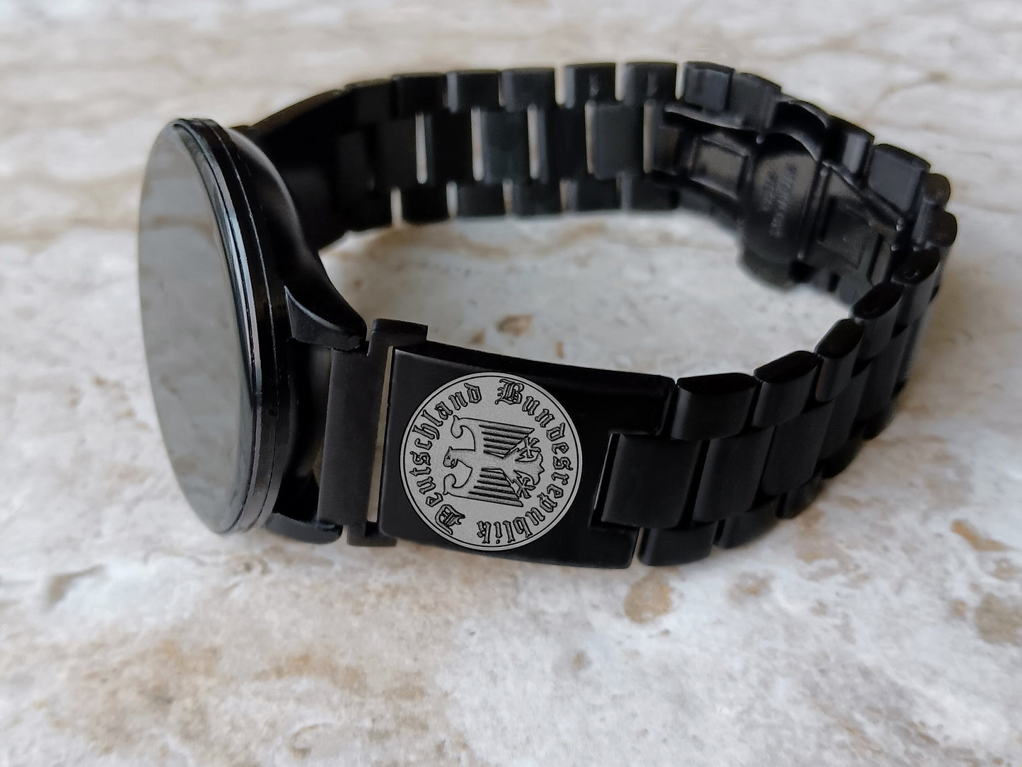 Google Pixel Watch 3 2 1 41mm Engraved Germany Symbols Watch Band Stainless Steel Tooled Black Color Bracelet Strap DES -A20