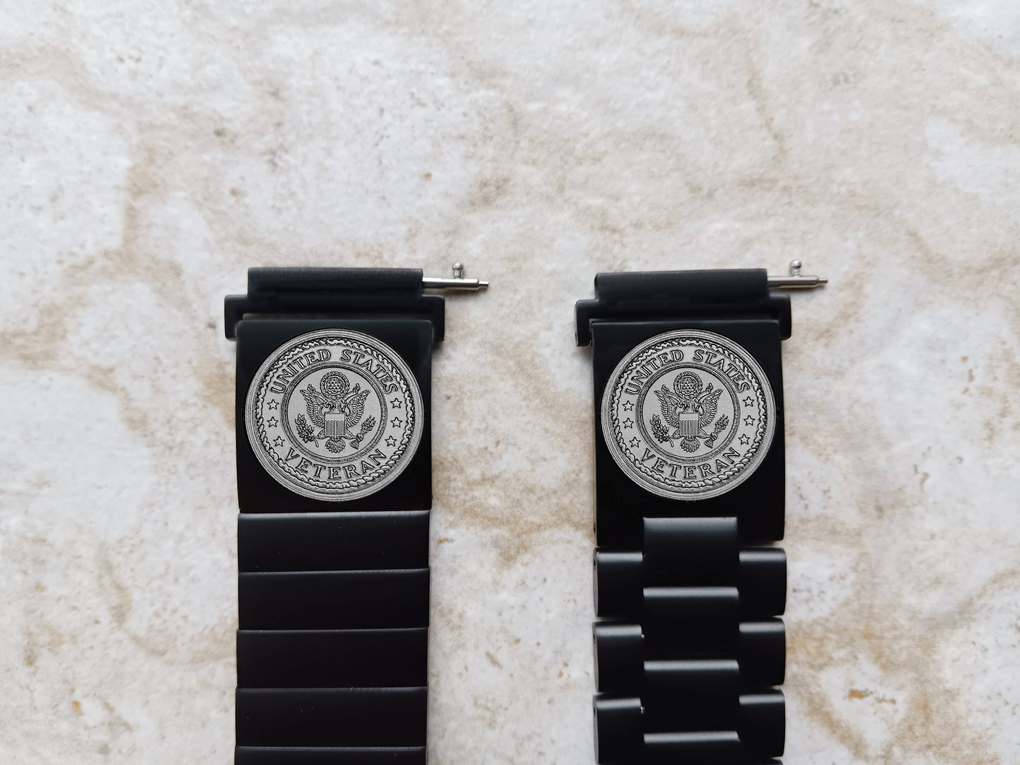Google Pixel Watch 3 2 1 41mm Engraved US Veteran Watch Band Stainless Steel Tooled Black Color Bracelet Strap V3 -A20