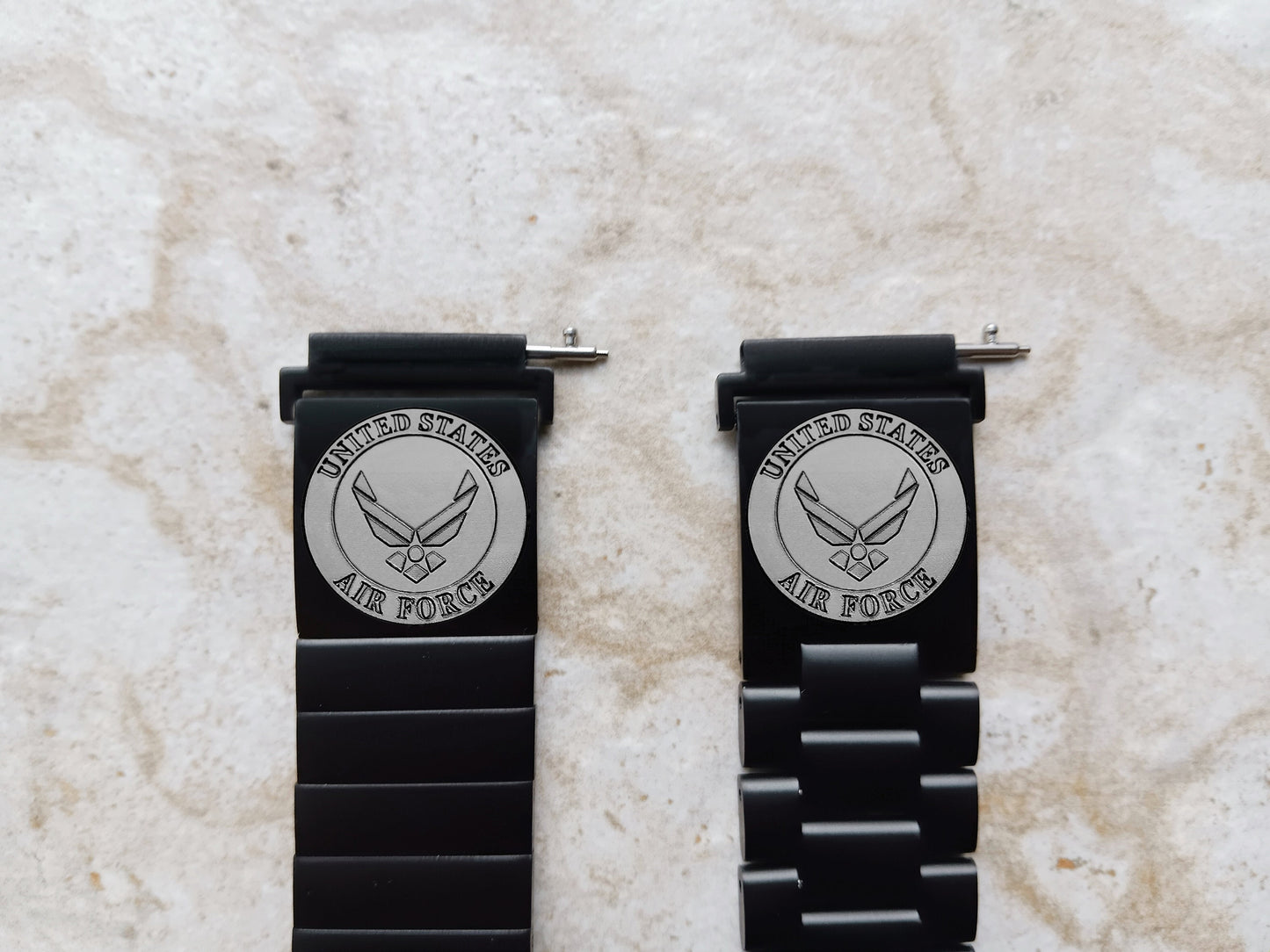 Google Pixel Watch 3 2 1 41mm Engraved US Air Force Watch Band Stainless Steel Tooled Black Color Bracelet Strap AF3 -A20
