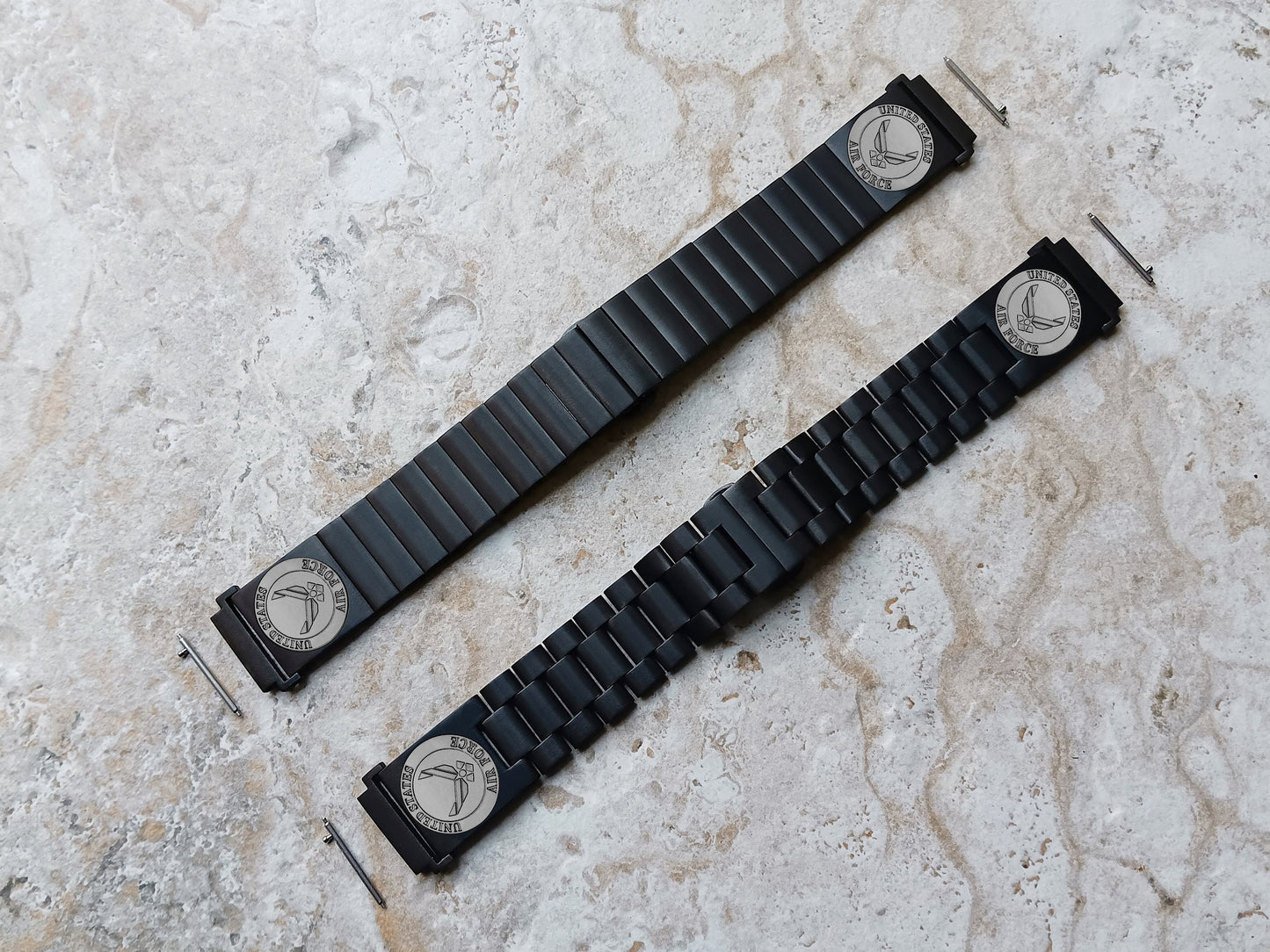 Google Pixel Watch 3 2 1 41mm Engraved US Air Force Watch Band Stainless Steel Tooled Black Color Bracelet Strap AF3 -A20