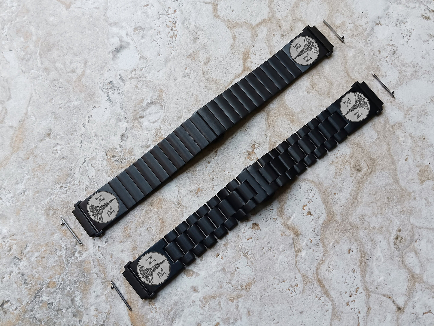 Google Pixel Watch 3 2 1 41mm Engraved Registered Nurse Watch Band Stainless Steel Tooled Black Color Bracelet Strap RN1 -A20