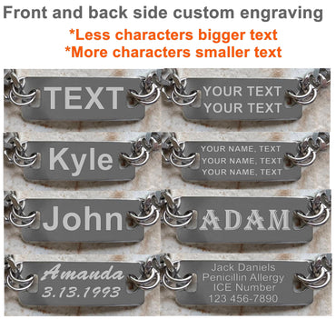 Medical ID Name Alert Bracelet Custom Personalized Engraved 4mm Byzantine Stainless Steel Band Strap Tarnish Resistant Jewelry Great Gift