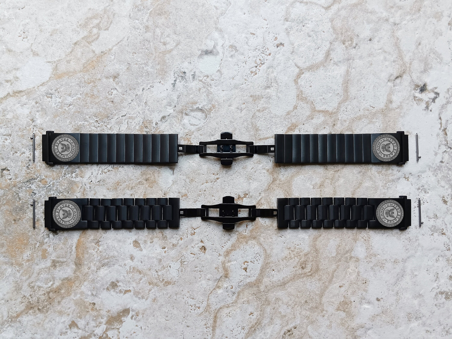 Google Pixel Watch 3 2 1 41mm Engraved US Navy Watch Band Stainless Steel Tooled Black Color Bracelet Strap NE1 -A20
