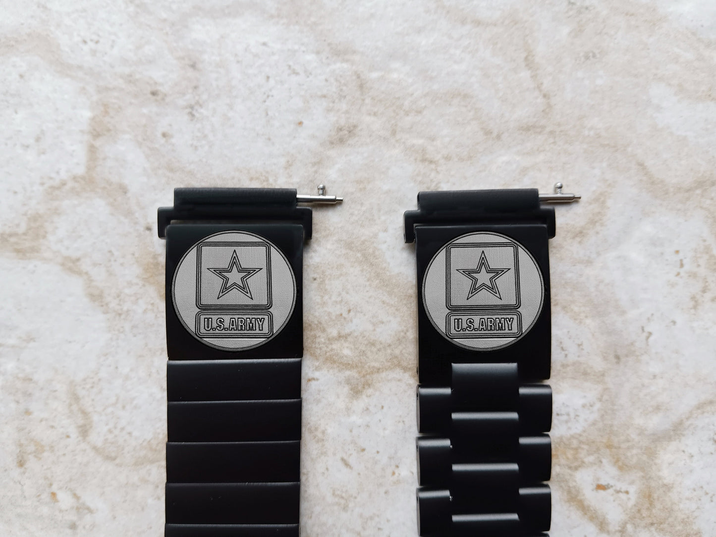 Google Pixel Watch 3 2 1 41mm Engraved US Army Watch Band Stainless Steel Tooled Black Color Bracelet Strap US1 -A20