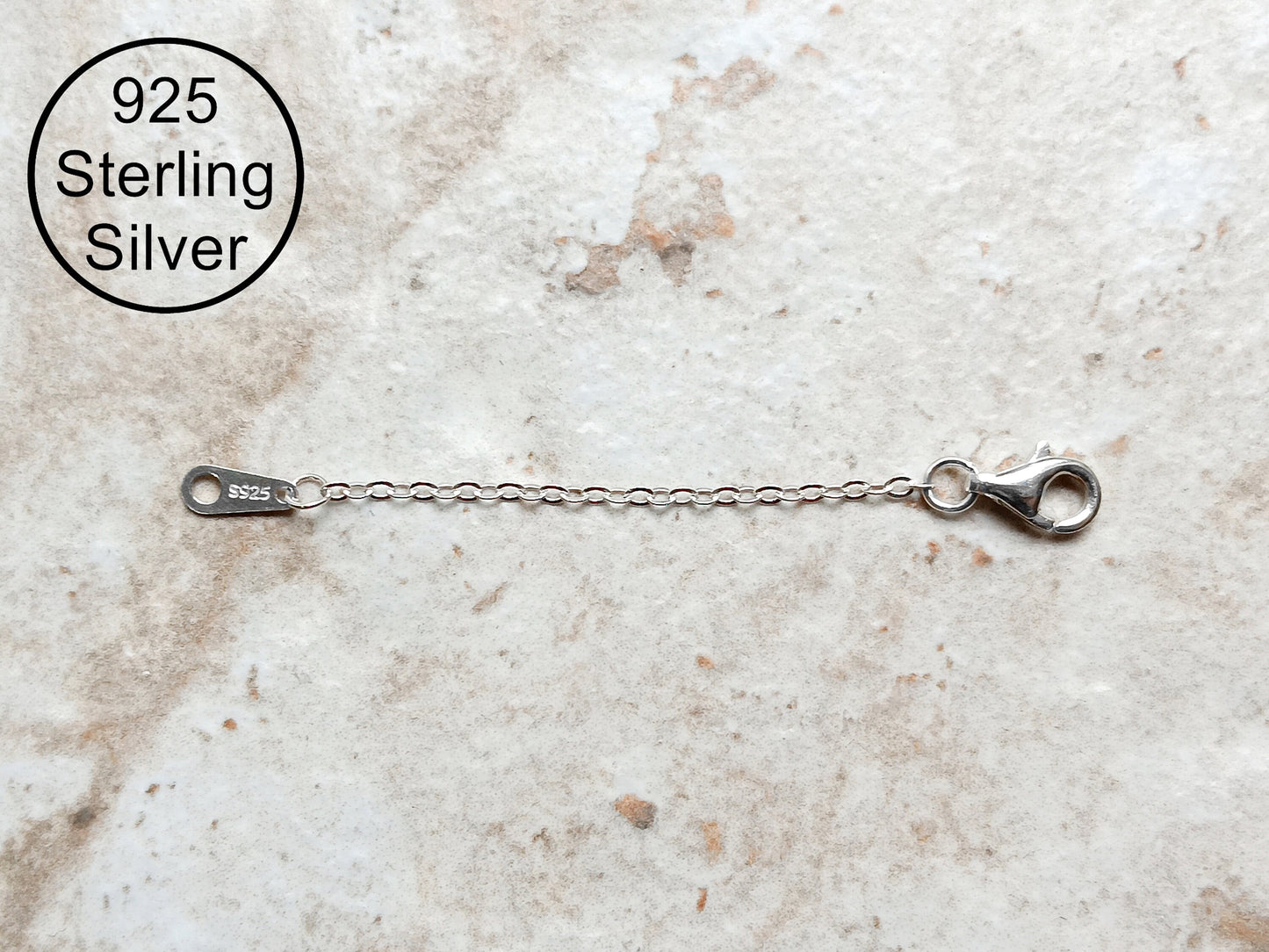 925 Sterling Silver Chain Extender 2.22" Inches 5.7cm for Necklaces Bracelets Anklets Jewelry Adjustment Extension with Lobster Clasp