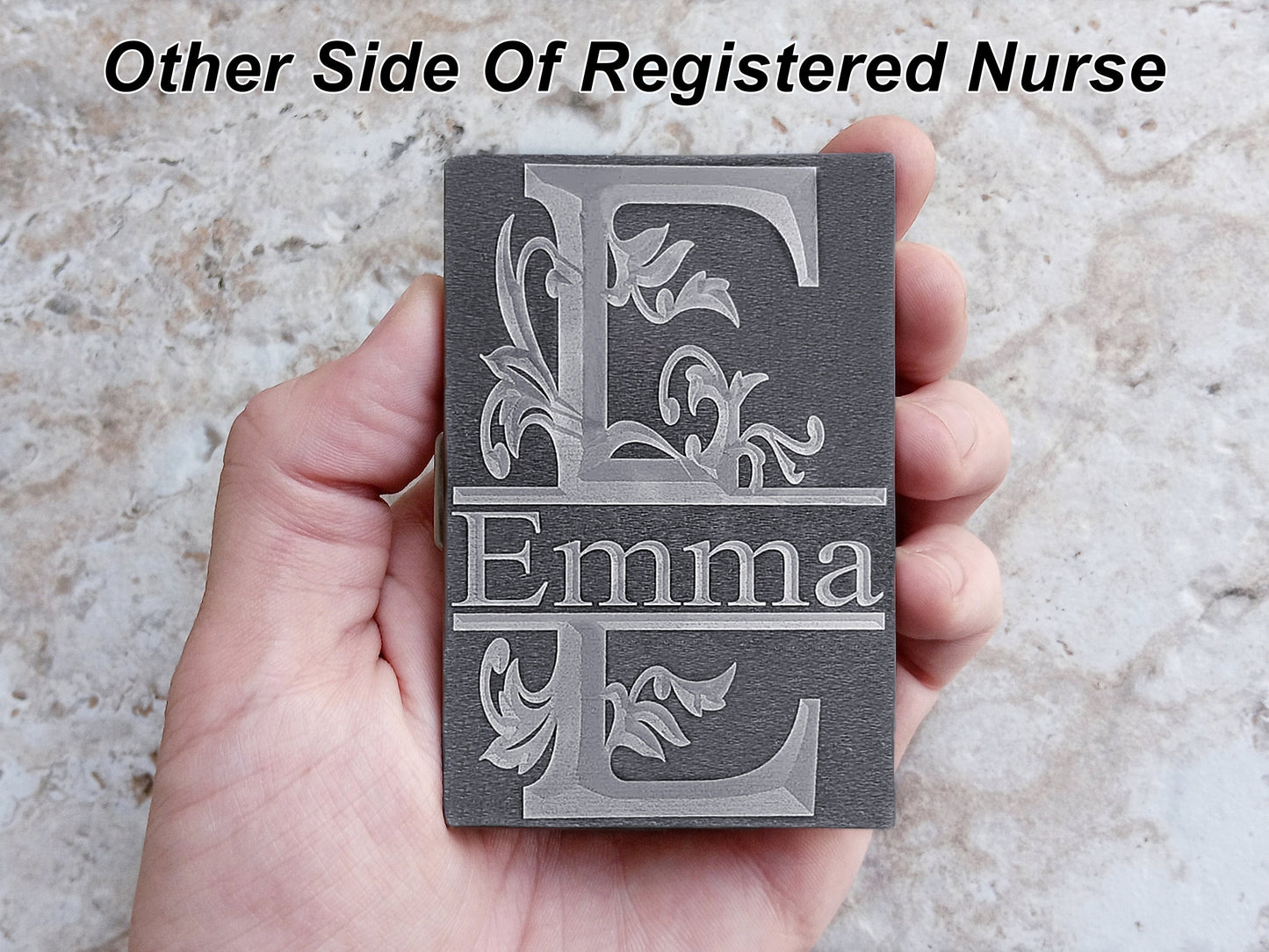 Card Holder Wallet Custom Engraved Stainless Steel RFID Blocking Credit Debit Business Box w Release Button Case Floral Celtic Regal Split