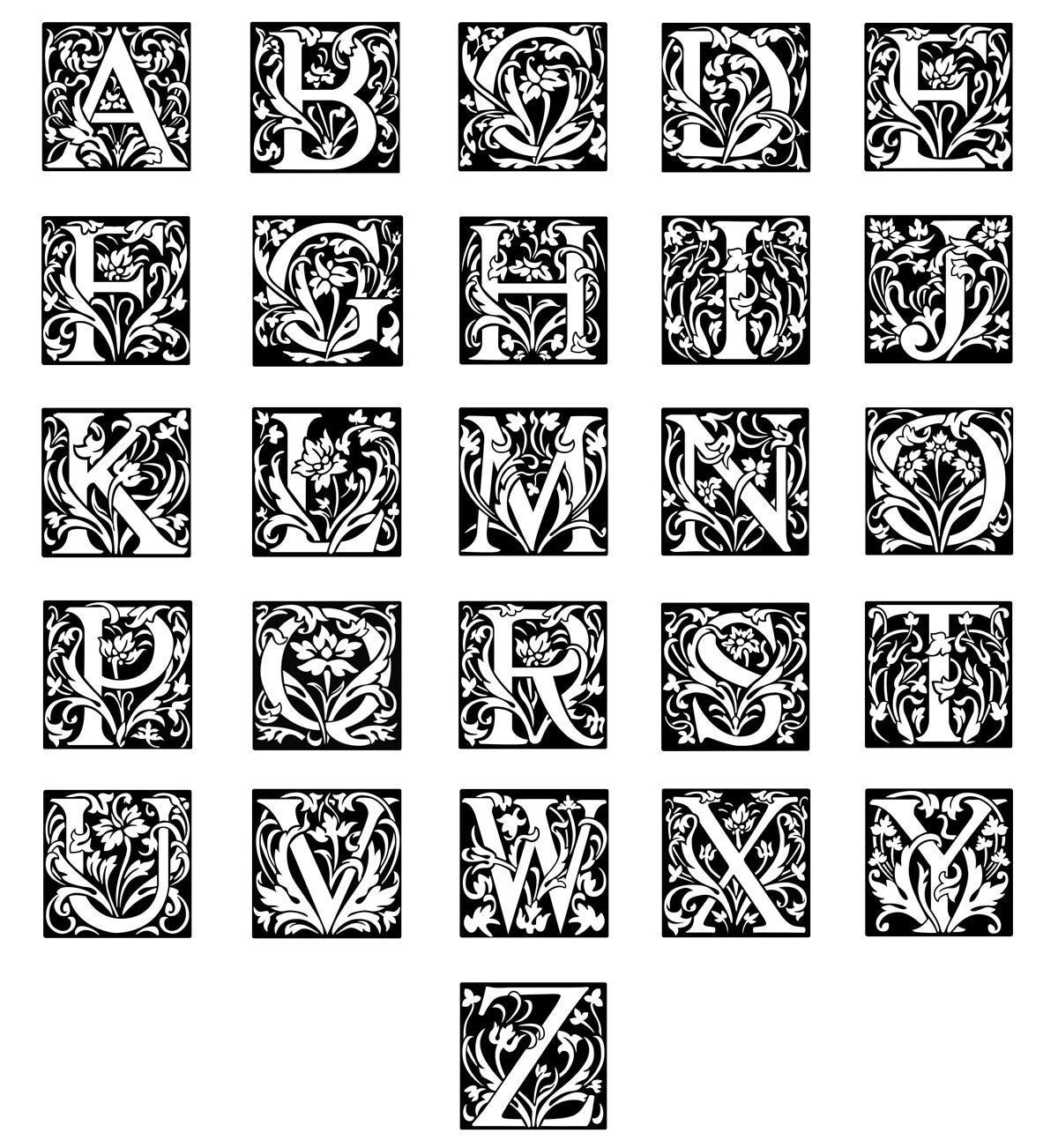 A-Z Letters of the Floral Monogram Style to Choose From.
