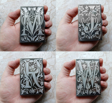 Top View of the different letter options to engrave