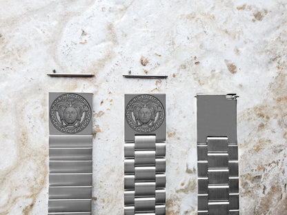 Medusa Head Engraved Watch Band Compatible with Samsung Galaxy Watch 3 45mm 46mm Gear S3 Frontier and Classic Stainless Steel Bracelet Strap N13 -B22