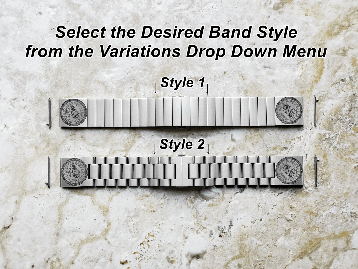 Marine Corps Engraved Watch Band Compatible with Samsung Galaxy Watch 3 45mm 46mm Gear S3 Frontier and Classic Stainless Steel Bracelet Strap MC1 -B22