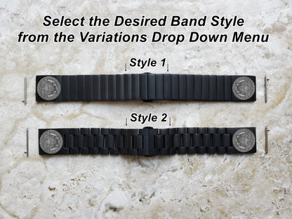 Medusa Head Engraved Watch Band Compatible with Samsung Galaxy Watch 3 45mm 46mm Gear S3 Frontier and Classic Black Stainless Steel Strap N13 -B22