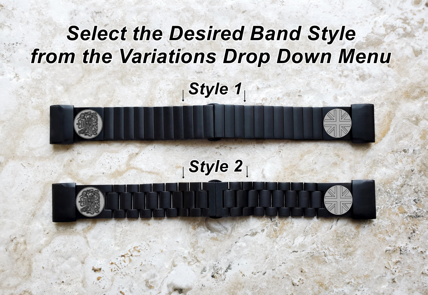 Garmin Watch Band Great Britain UK Symbols for Fenix 7X Pro 6X Pro 5X Descent Mk3i 51mm Mk2i Mk2 Mk1 Enduro 2 Engraved Black Stainless Steel Strap UKS A26