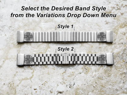 Four Leaf Clover Engraved Watch Band for Garmin Fenix 7X Pro 6X Pro 5X Plus Descent Mk3i 51mm Mk2i Mk2 Mk1 Enduro 2 Stainless Steel Strap SR1 A26