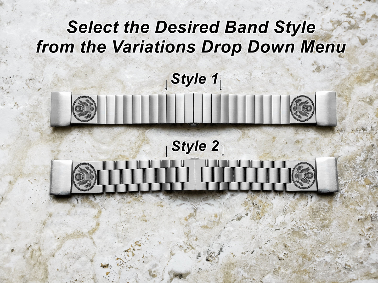 US Eagle Engraved Watch Band for Garmin Fenix 7X Pro 6X Pro 5X Plus Fenix 3 Descent Mk3i 51mm Mk2i Mk2 Mk1 Enduro 2 Stainless Steel Strap AS1 -A26