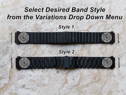 Garmin Engraved Firefighter Band for Vivomove 3 HR Trend Luxe Sport Style D2 Air X10 Vivoactive 5 3 Venu 2 Plus Sq 2 Black Stainless Steel Strap F1 -A20