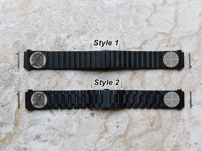 Garmin Engraved UK Symbols Band for Vivomove 3 HR Trend Luxe Sport Style D2 Air X10 Vivoactive 5 3 Venu 2 Plus Sq 2 Black Stainless Steel Strap UKS -A20