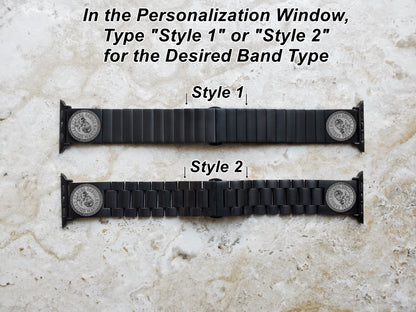 Marine Corps Engraved Watch Band Compatible with Apple iWatch Ultra 2 9 8 7 SE 6 5 4 3 2 1 Case 38mm 40mm 41mm 42mm 44mm 45mm 49mm Black Stainless Steel Strap MC1
