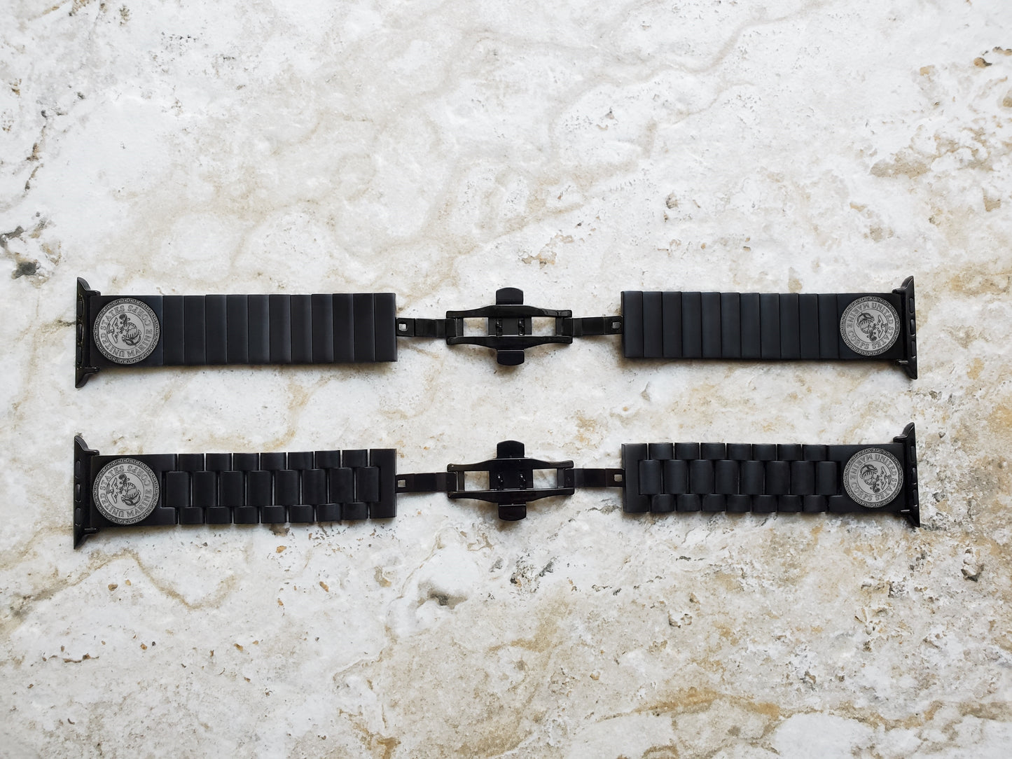 Marine Corps Engraved Watch Band Compatible with Apple iWatch Ultra 2 9 8 7 SE 6 5 4 3 2 1 Case 38mm 40mm 41mm 42mm 44mm 45mm 49mm Black Stainless Steel Strap MC1
