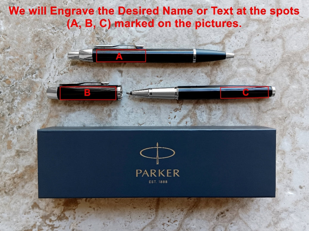 Custom Personalized Engraved Black with Chrome or Gold Trim Finish Luxury IM Urban Ballpoint Rollerball Parker Pens with Box Great Gift Idea