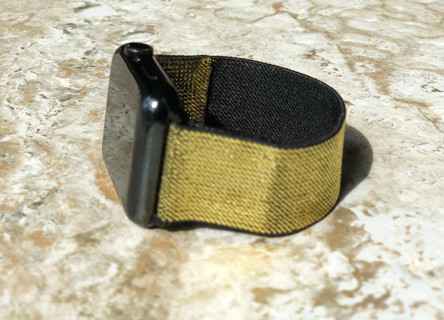 Apple Gold with Black Sparkling Stretch Elastic Band Strap for iWatch Ultra 2 49mm and 9 8 Series 41mm 45mm Case Fancy Fashion Bracelet