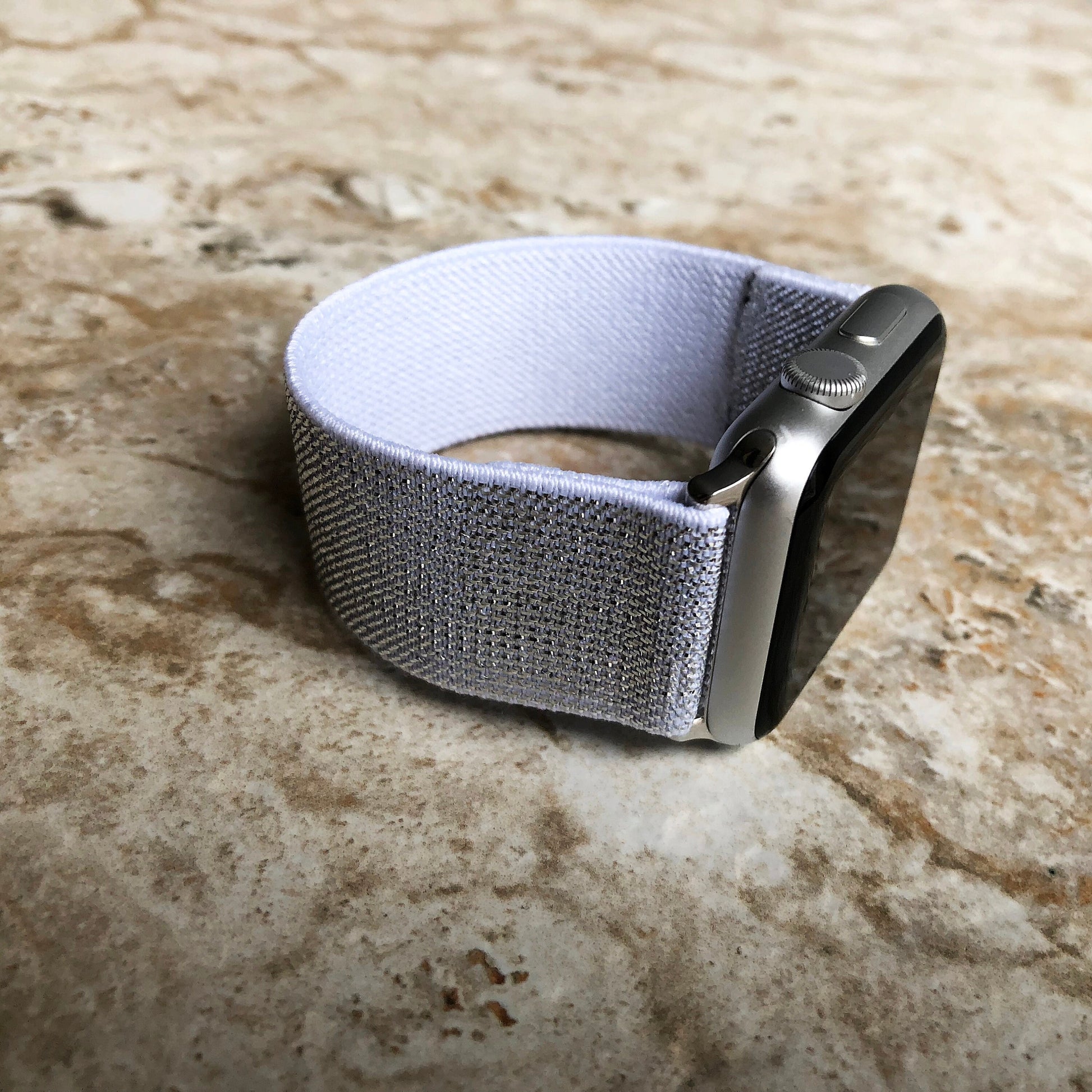 Apple Silver White Sparkling Stretch Elastic Band Strap for iWatch Ultra 2 49mm and 9 8 Series 41mm 45mm Case Fancy Bracelet