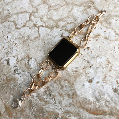 Apple Watch Ultra 2 and 9 8 Series Gold and Silver Color Bracelet for iWatch 41mm 45mm 49mm Case Handmade Band Chain Oval Link Jewelry Strap