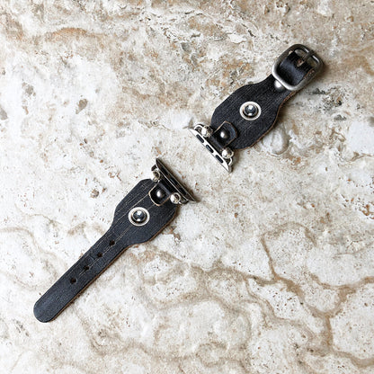 Apple New Handmade Band for iWatch All Series Black and Burnished Leather Bracelet Straps 38mm 40mm 41mm 42mm 44mm 45mm 49mm Case