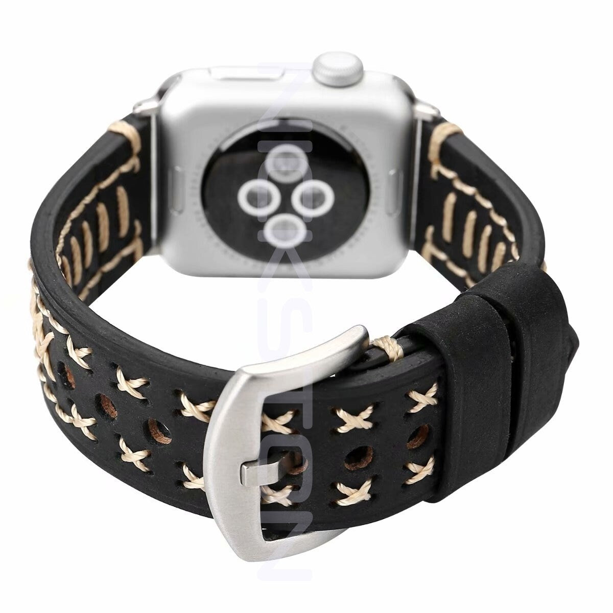 Apple Black Three Layers Band for iWatch All Series 38mm 40mm 41mm 42mm 44mm 45mm 49mm Case Soft Leather Bands Straps Bracelet Hand Stitched